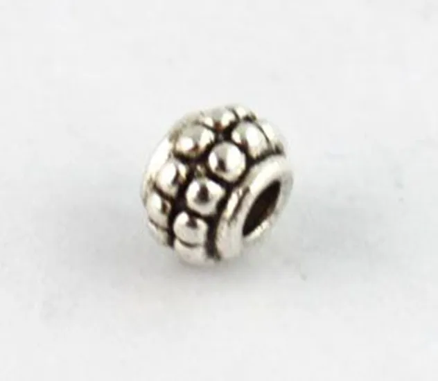 150 PCS Tibetan silver dotted barrel beads T8274