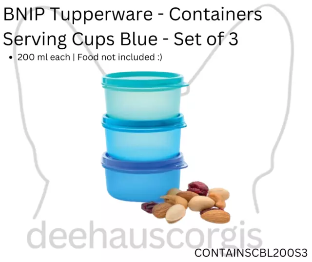 Brand New in Packaging Tupperware Serving Cups 200ml - Blue - Set of 3