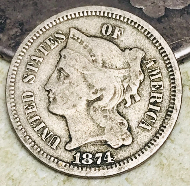 1874 Three Cent Nickel Piece 3C Ungraded Choice US Type Coin CC18194