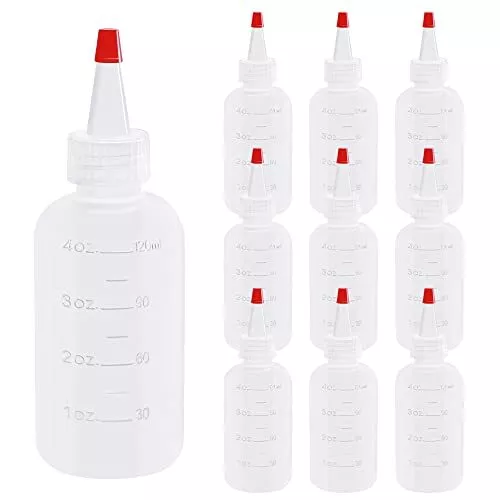 10 Pack 4 Ounce Plastic Squeeze Bottles With Caps Plastic Small Dispensing Bo...