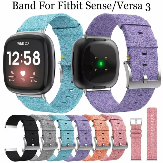 Woven Nylon Fabric Sports Watch Wristband Strap For Fitbit Versa 4/3/2/1/Sense 2