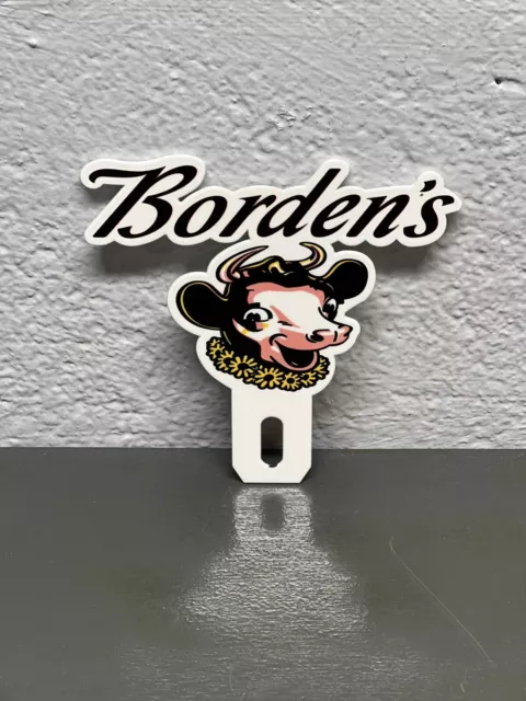 BORDENS Milk Ice Cream Metal Plate Topper Sign Dairy Farm Cow Elsie Gas Oil