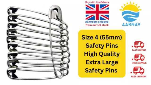 Strong Safety Pins Silver Different Sizes Small Medium Large Craft