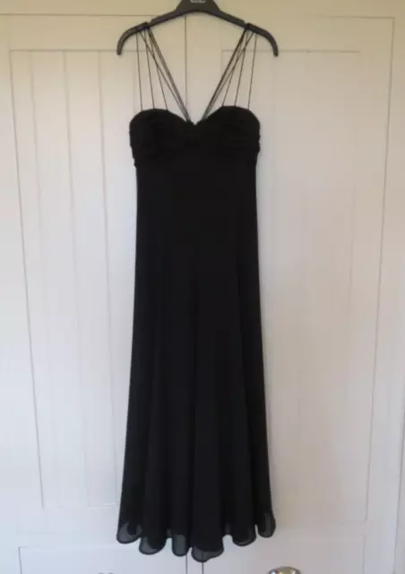 Vintage FRANK USHER Black Evening Gown Size 10 with Matching Jacket Prom Dress