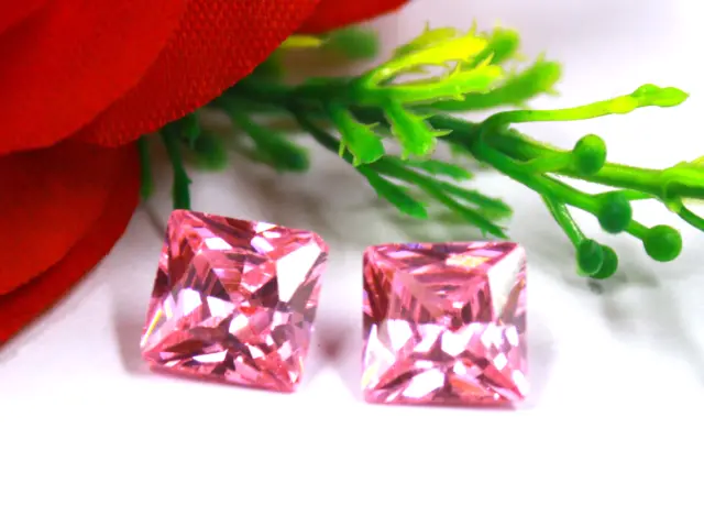 12-14Ct Impressive Pair Pink Sapphire Princess Cut Certified Loose Gemstone SPC2