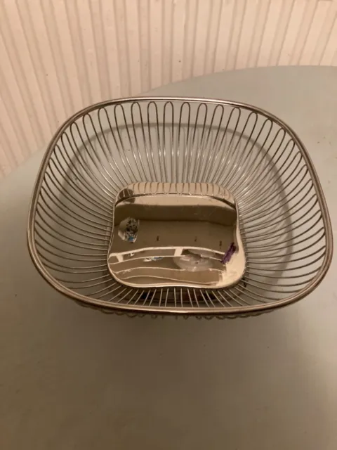 Alessi stainless steel square wire bread basket / bowl (pre-owned)