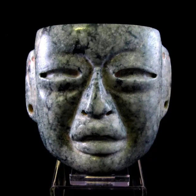 Ancient Pre-Columbian Olmec Jade Stone Mask ~ Private Collection