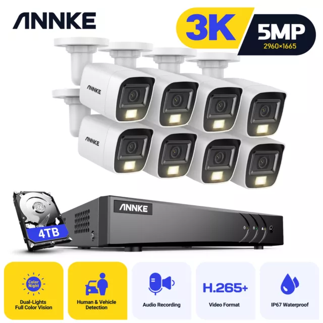 ANNKE 5MP 3K TVI Kamera AI Überwachungskamera 8CH DVR Mit Audio Farbe Nachtsicht