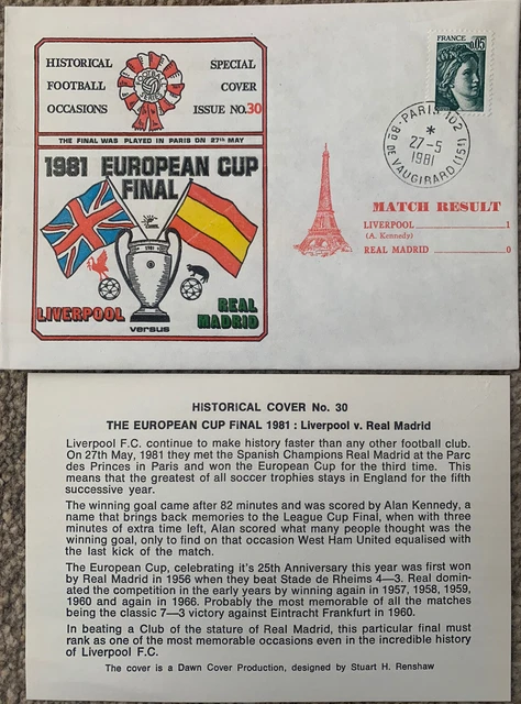 LIVERPOOL V REAL Madrid 1981 European Cup Final First Day Cover £3.95