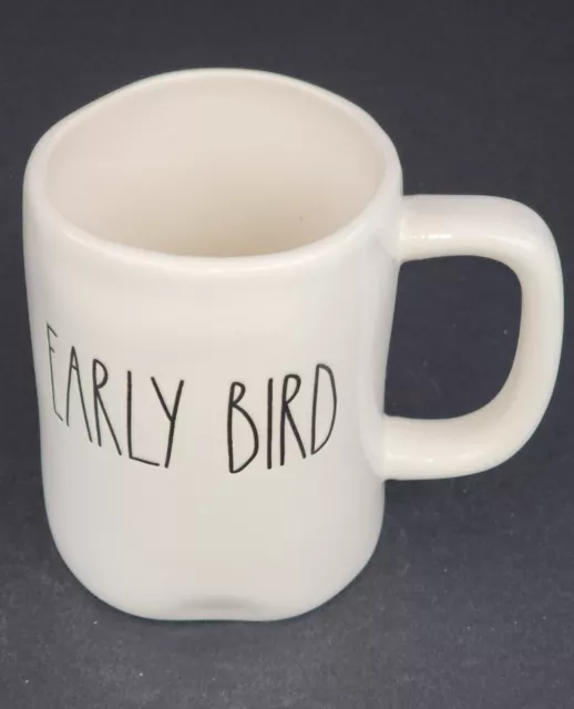 Rae Dunn Mug "EARLY BIRD" 16 Ounce White Coffee Mug With Black Letters 2018