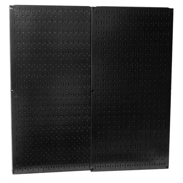 Wall Control Metal Pegboard Pack Powder-Coated Black Two-Panels 32 in. x 16 in.