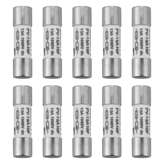 10 Pcs 1000 Fuse Solar PV Explosion-proof Fuse Silver - 15A E1R7R7