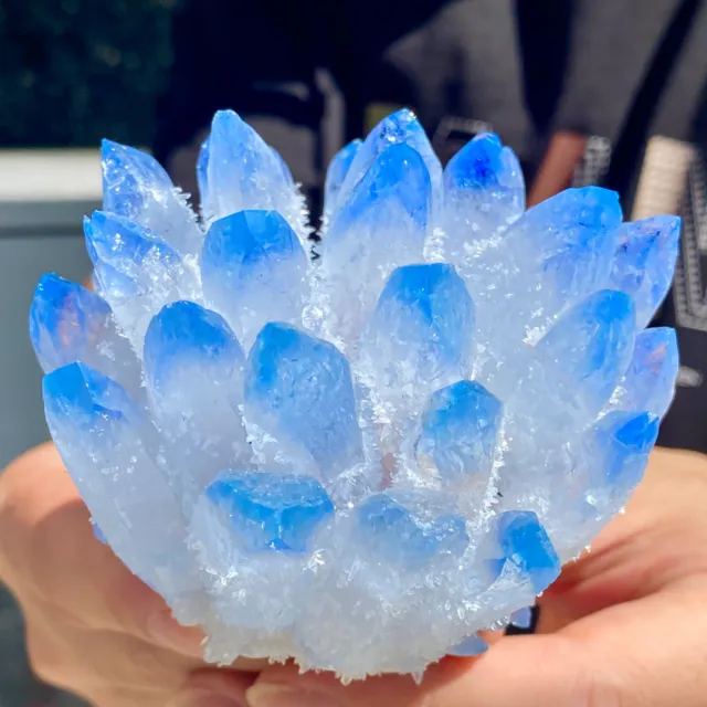 352G New Find Blue Phantom Quartz Crystal Cluster Mineral Specimen Healing.