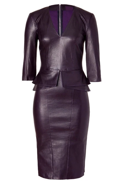 Neuf Femmes Véritable Souple Cuir D'Agneau Designer Soirée Femmes Robe - 077