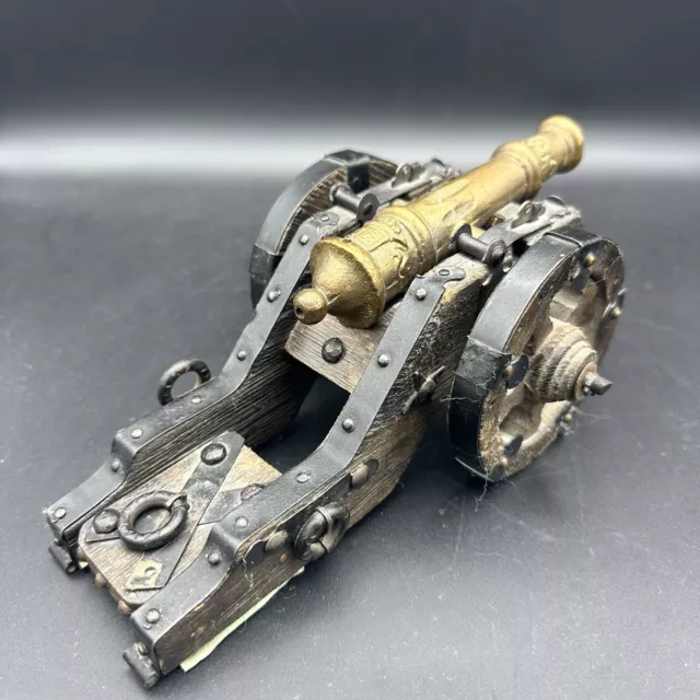 Miniature Wood & Metal Cannon with spinning wheels