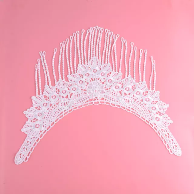2x White Flower Neckline Lace Collar Patch Venise Applique Trim Motif Sewing DIY