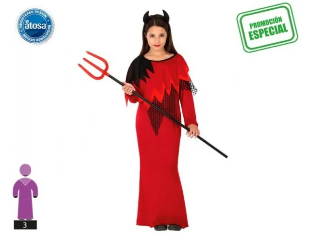 Costume Halloween Diavolo Diavoletta Bambina 5-6 Anni