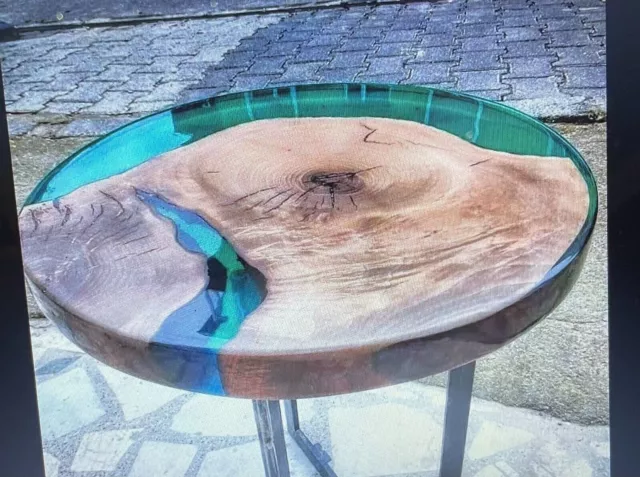 Mesa de centro de resina epoxi/mesa de comedor redonda mesa de madera epoxi