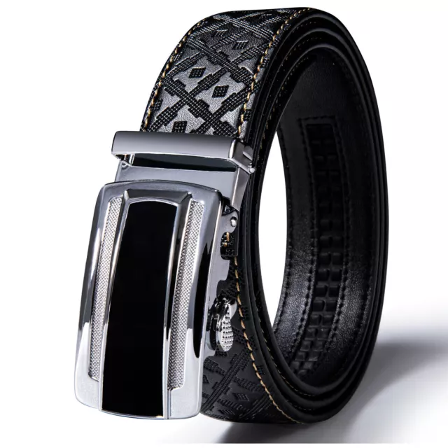 Luxury Men's Real Leather Belt Automatic Buckle Ratchet Waist Strap Jeans Dress