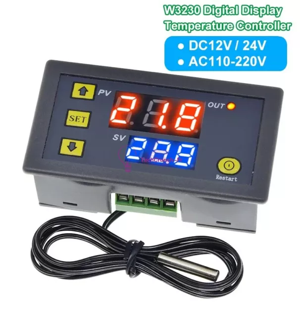 W3230 AC110-220V 12V 24V 20A Digital Temperature Control LED Display Thermostat