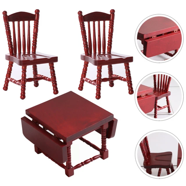 Juego de Muñecas Mesa Plegable Y Silla Maderas Accesorios Para Casas De Juguetes Marrón