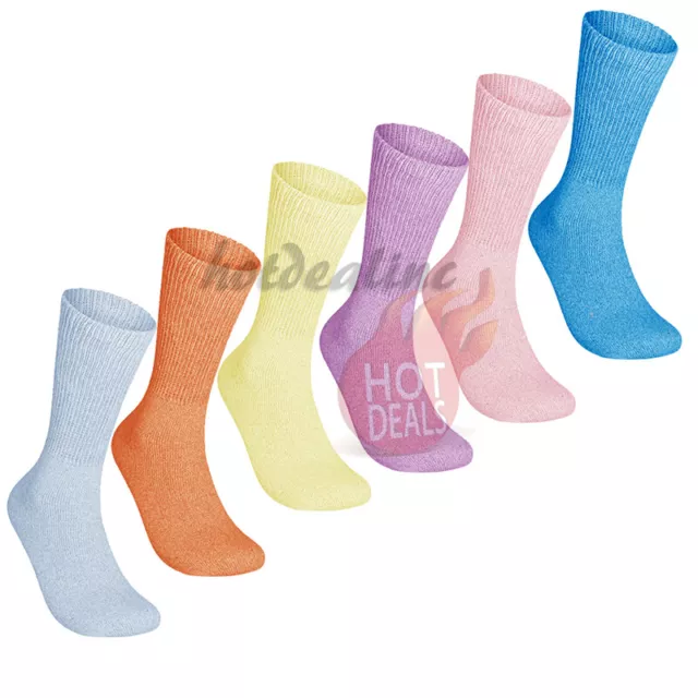 6 Pairs Women's Loose Crew Diabetic Circulatory Cotton Socks Non Binding Top