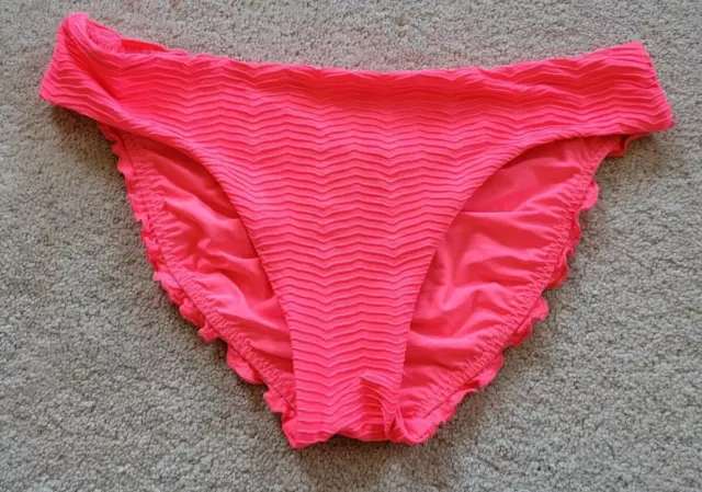 Luli Fama Seamless Full Ruched Back Bottom Electric Coral Swim Bikini Bottom XL