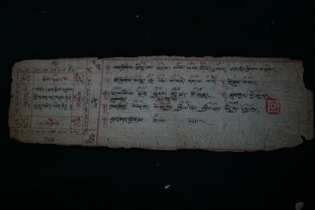 Vintage Mongolian Tibetan Buddhist Tantric Amulet Painting Leaf Mongolia 19-67
