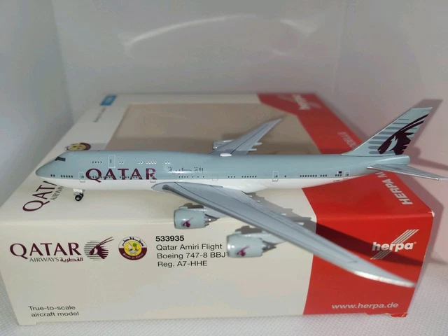 Herpa Maquette Avion Qatar Amiri Flight Boeing 747-8 BBJ – A7