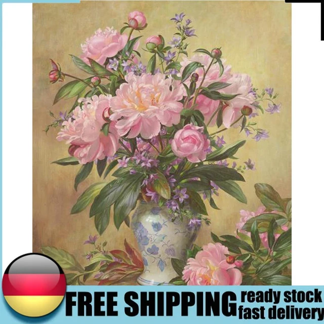 Cuadro rosa peonía sin marco pintura al óleo por números cuadro pintado a mano para el hogar
