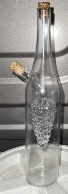 Vintage  Hand Blown Glass Oil & Vinegar Bottle