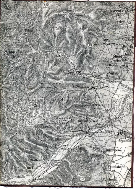 Kaysersberg Turckheim Riquewihr 1908 kl. orig. Teilkarte/Ln. Ribeauvillé Orbey