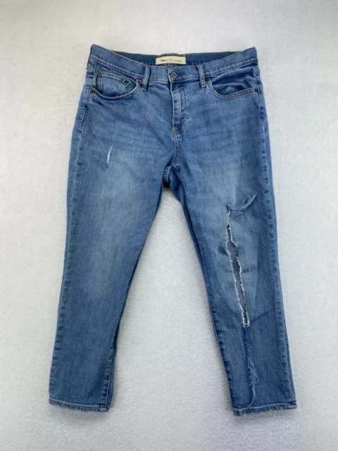 Gap 1969 Womens Size 31 Medium Wash Mid Rise Distressed Best Girlfriend Jeans