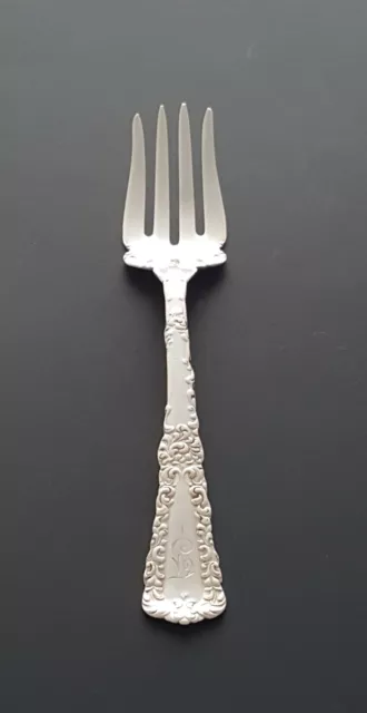 Sterling Silver large fancy Fork engraved with "T"