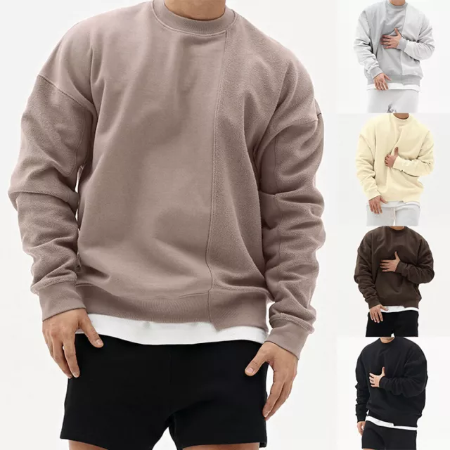 Mens Plain Sweatshirt Heavyweight Jumper Jersey Sweater Pullover Work Casual Top