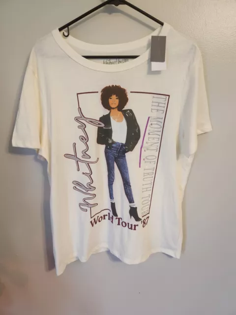 Whitney Houston 1987 World Tour Concert T Shirt Women's Sz XL Made in 2023 NWT