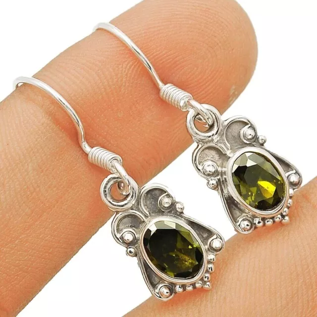 Natürliche Peridot 925 Massiv Echt Sterlingsilber Ohrringe Schmuck Neu mit Etikett 12-7