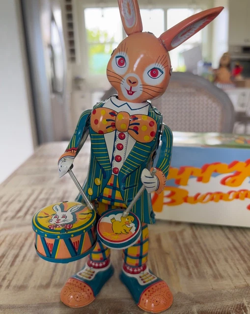 MS298 HAPPY BUNNY Drummer tin wind up toy $19.42 - PicClick CA