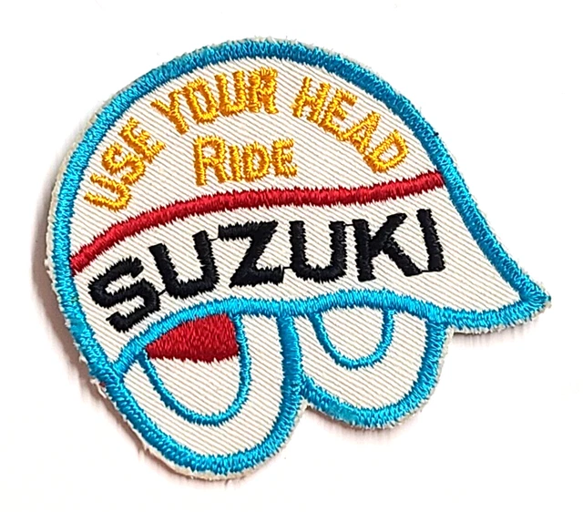 Vintage NOS Use Your Head Ride SUZUKI Motorcycle Embroidered Sew-on Patch