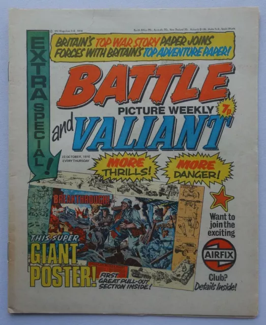 Battle Picture Weekly and Valiant comic Oct 23 1976 First merged issue FN-