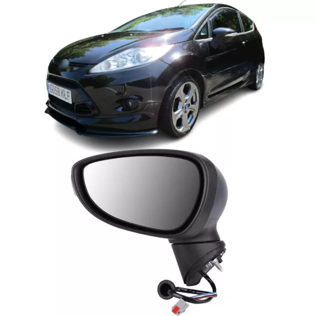 For Ford Fiesta MK7 2008-2012 Left Black Wing Mirror Electric Heated 6 Pin Plug