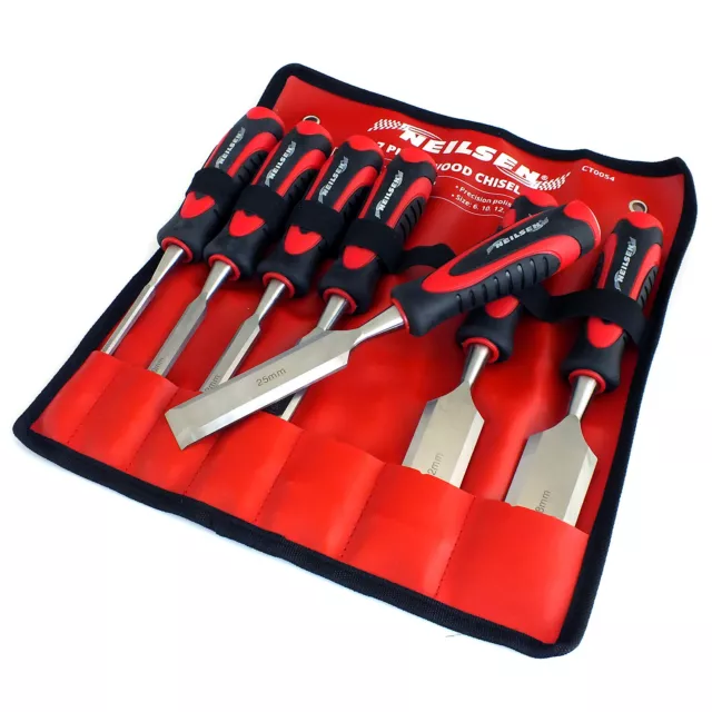 WOOD CHISELS SET 7pc Bevel Edge Carpentry Woodworking Hand Carving