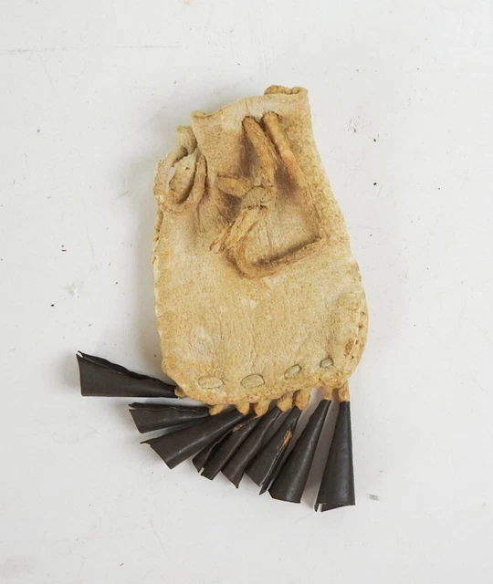 Natural Buckskin Medicine Bag Pouch Jingle Cones Native American