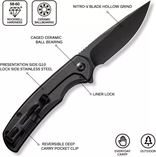 CIVIVI NOx Frame Lock Pocket Knife, Flipper Folding Knife with 2.97" Nitro-V 2