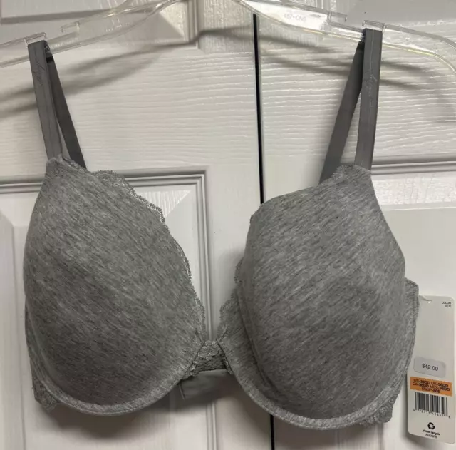 DKNY 458270 Women's Downtown Cotton Push-Up Bra Gray 36DD MSRP $42.00