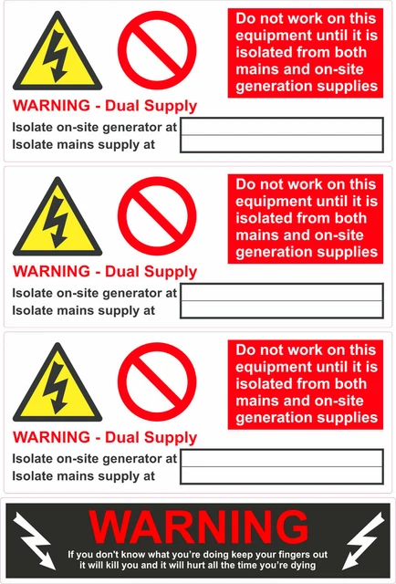 3 PV SOLAR Safety Electrical Warning Labels ac/dc danger high Voltage ...