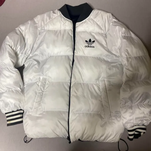 Adidas Reversible Down Jacket Black & White Size L From Japan Used