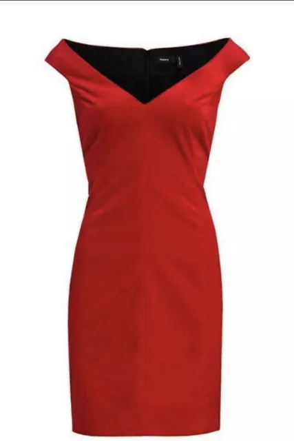 *SHIPS FREE* NWT Theory Red Velvet Off Shoulder Red Mini Dress 6 $ 455 Retail 2