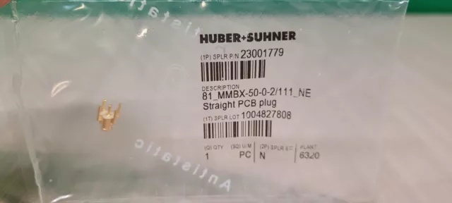 Huber+Suhner RF Koaxial Anschlüsse Mmbx Gerade PCB Stecker (M) 81_MMBX-50-0-2 /