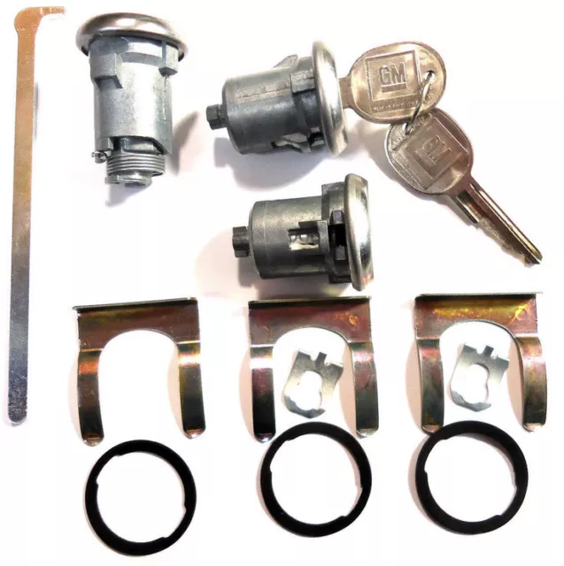 New CHEVROLET GM OEM Chrome Doors/Trunk Lock Key Cylinder Set With Keys To Match